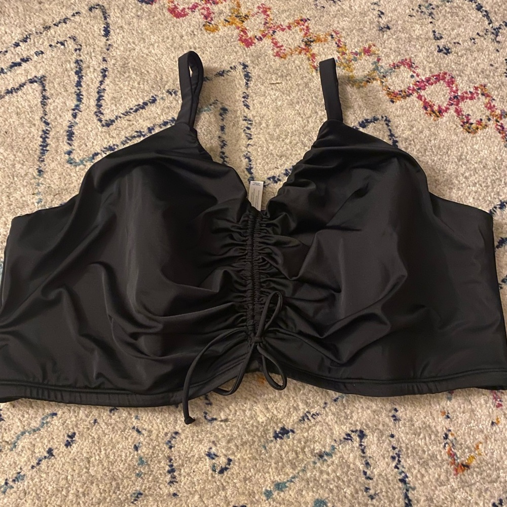 Lane Bryant Cacique No Wire Black Swim Top - Plus Size 34